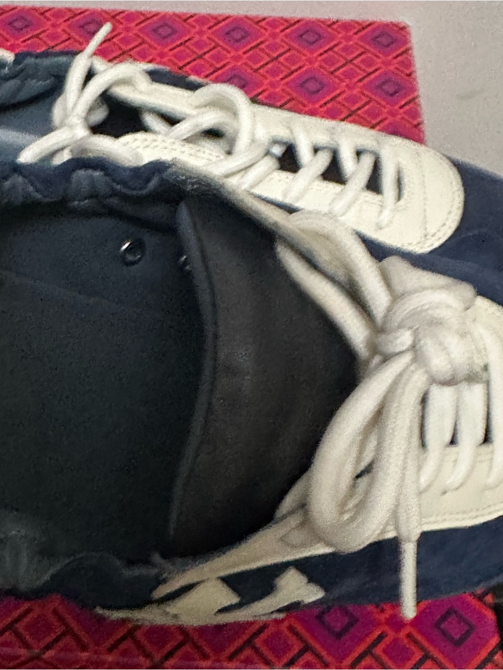 Tory Burch Perfect Navy Suede & Leather Sneakers - Picture 4 of 8